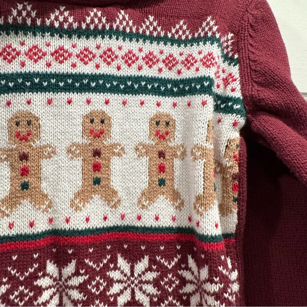The Children’s Place Gingerbread Boy‎ 3T Christmas Sweater Burgundy Holiday Xmas